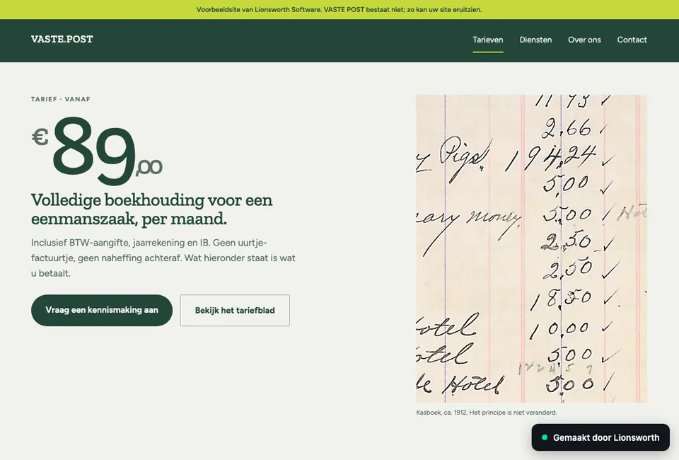 Voorbeeld van de site die we bespreken: VASTE POST